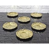 Atabey Home Metal 6'lı Çay Tabağı & Döküm Gül Çerçeveli Gold-Gold 5.5 cm Iç Bardak Çapı - 12 cm Genel Çap