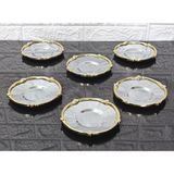 Atabey Home Metal 6'lı Çay Tabağı & Döküm Gül Çerçeveli Gümüş-Gold 5.5 cm Iç Bardak Çapı - 12 cm Genel Çap