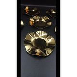 Atabey Home Metal Gold Çiçek Detayli 6' Lı Çay Tabağı