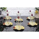 Atabey Home Odin Mat Yaldız Çay Seti 18 Parça Döküm Uğur Böcekli & Metal Tabaklı ve Çay Kaşıklı Lüx Set