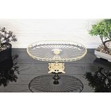 Atabey Home Paşabahçe Elegance Çizgili Gold Döküm Ayaklı Sunum Tabak Oval & Servis Tabağı 27CM