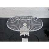 Atabey Home Paşabahçe Elegance Çizgili Gümüş Döküm Ayaklı Sunum Tabak Oval & Servis Tabağı 27CM