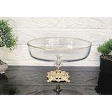 atabey home Paşabahçe Oval Borcam Gold Döküm Kare Ayakli Sunumluk Gold Detayli 26 Cm