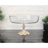 atabey home PAŞABAHÇE OVAL BORCAM GOLD DÖKÜM SEMERKAND YUVARLAK AYAKLI GOLD DETAYLI SUNUMLUK 26 CM