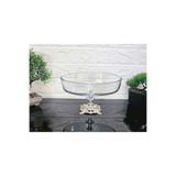 atabey home Paşabahçe Oval Borcam Gümüş Döküm Kare Ayakli Sunumluk 26 Cm