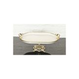 atabey home Porselen Büyük Sade Kayik Sunumluk Döküm Gold Çerçeveli Ve Ayakli 33 Cm