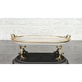 atabey home PORSELEN BÜYÜK SADE KAYIK SUNUMLUK DÖKÜM GOLD ÇERÇEVELİ VE KÜÇÜK 4 AYAKLI 33 CM