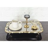 atabey home TEKLİ AYAKLI SUNUM TEPSİSİ & BATON PASTA SERVİSİ ÇELİK TEPSİ DÖKÜM GOLD ÇERÇEVE 32 CM