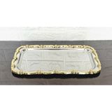 atabey home TEKLİ SUNUM TEPSİSİ & BATON PASTA SERVİSİ ÇELİK TEPSİ DÖKÜM GOLD ÇERÇEVE 32 CM
