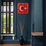Atabox Duvar Saati Türk Bayrak Temalı Ofis Ev Okul Iş Yeri Duvar Saati - Kırmızı - Beyaz - 20 cm