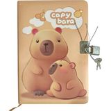 Ataby Capybara Hatıra Defteri (Günlük) Kilitli Defter 80 Yaprak - Kahve - 11x8 cm - Çizgili