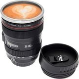 Ataby Objektif Görünümlü Lens Çelik Kupa Kahve + Çay Termosu - 400 ml - Siyah