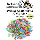 Ataç Renkli Metal Plastik Kaplama 50 Adet Orta Boy 1 Paket Ataş Okul Ofis Belge Düzenleme Paslanmaz Kaplamalı
