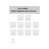 Atacı 10 Lu Güçlü Kendinden Yapışkanlı Kancalar Köşe Rafı Banyo Rafı Duş Rafı Kancası, Su Geçirmez Askı Şeffaf