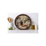 ATAGİFT HEDİYELİK Nostaljik Kahvaltı Temalı Yuvarlak Metal Çay Kahve Sunum Tepsisi 35 CM