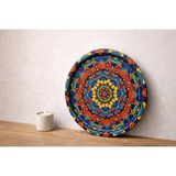 Atagift Hediyelik Renkli Mandala Desenli Metal Çay Kahve Sunum Tepsisi – Yuvarlak, Modern Tasarım 30CM - Çok Renkli
