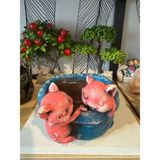 Atak Hediyelik Dekoratif Kedili Sepet Biblo Polyester - pembe