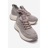 Ataköy Ayakkabı Kadın Taşlı Triko Dolgu Topuklu Spor Ayakkabı Sneakers Vizon