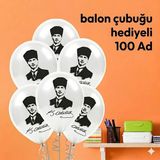 Atam Balon 12 Inç-30 Cm 100 Adet-Balon Çubuğu Hediyeli 100 Adet