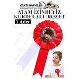 Atam İzindeyiz Atatürk Kurdelalı Rozet 1 Adet Kırmızı Beyaz Yaka Rozeti Çocuk Bayram Etkinlik 15 Cm Kokart