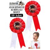 Atam İzindeyiz Atatürk Kurdelalı Rozet 10 Adet Kırmızı Beyaz Yaka Rozeti Çocuk Bayram Etkinlik 15 Cm Kokart