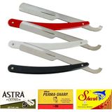 Atamanstore Berber Sakal Tıraş Usturası 3 Adet Ustura ve 3 Adet 5'li Jilet Seti Çok Renkli