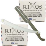 Atamanstore Rixos Super Stainless Yarım Tıraş Bıçağı 2 Adet 100'LÜ Paket | Ali Bıyıklı Ustura | Tıraş Seti - BEYAZ USTURA