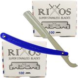 Atamanstore Rixos Super Stainless Yarım Tıraş Bıçağı 2 Adet 100'LÜ Paket | Ali Bıyıklı Ustura | Tıraş Seti - MAVİ USTURA