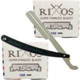 Atamanstore Rixos Super Stainless Yarım Tıraş Bıçağı 2 Adet 100'LÜ Paket | Ali Bıyıklı Ustura | Tıraş Seti - SİYAH USTURA