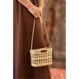 Atandu Home %100 El Yapımı Doğal Hasır Mini Kol Çantası | 16X13X7 cm | Askılı – Çocuk & Kadın Çanta – Bohem Tarz – Yazlık Kol Çantası
