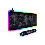 ATAsoft 90x40 Rgb Dünya Desenli Mouse Pad Led Işıklı Su Geçirmez Dünya Desen Gaming Mousepad 90x40