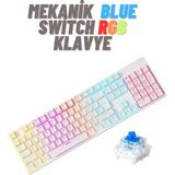 ATAsoft Beyaz Rgb Kırmızı Switch Q Gaming Tam Mekanik Kablolu Oyuncu Klavyesi Bkb4 - Mavi Switch