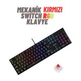 ATAsoft Beyaz Rgb Kırmızı Switch Q Gaming Tam Mekanik Kablolu Oyuncu Klavyesi Bkb4 - Siyah