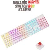 ATAsoft Beyaz Rgb Kırmızı Switch Q Gaming Tam Mekanik Kablolu Oyuncu Klavyesi Bkb4