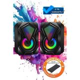 ATAsoft Bilgisayar Hoparlörü Rgb Led Işıklı Gaming Oyuncu Hoparlörü 3.5mm Jack Usb Speaker 1+1 Ses Sistemi