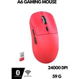 ATAsoft Freewolf A6 Kablosuz Oyuncu Mouse PAW3311 1000 Hz 24000 Dpı Profesyonel Bluetooth Üç Modlu Bağlantı - Kırmızı