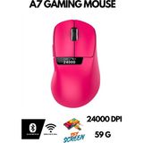 ATAsoft Freewolf A7 Kablosuz Dijtal Ekranlı Oyuncu Mouse PAW3311 1000 Hz 24000 Dpı Bluetooth Mouse - Kırmızı
