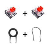 ATAsoft Mekanik Klavye Tuş Kapağı ve Switch Çıkarma Aparatı 2 Adet Kırmızı Yedek Switch - Siyah