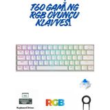 ATAsoft T60 Beyaz Blue Switch Klavye Kablolu Gaming Oyuncu Klavyesi T60 Mini Q Klavye