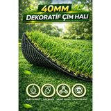 Atasoy Zemin 40MM Dekoratif Çim Halı Yeşil Renk ve Su Geçirgen Taban ile Dış Mekan Kullanımı - 100 x 100