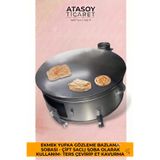 AtasoyTicaret 55 cm Ekmek Yufka Gözleme Bazlama Sobası Cift Saclı Soba Olarak Kullanım Ters Cevirip Et Kavurma