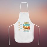 Atatuğ Hediyelik Isme Özel Çocuk Mutfak Önlüğü – “little Chef At Work” Tasarım | Polyester Kumaş, Erkek Çocuk Hediye, Renkli Fast Food Temalı - Standart - Beyaz