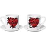 Atatuğ Hediyelik Kişiye Özel “bir Yudum Aşk” Kahve Fincanı Seti – Isim Baskılı Porselen 2’li Set – Romantik Sevgili Hediyesi - 1 Adet - 90 ml