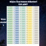 Atatuğ Hediyelik Kişiye Özel Uzay Temalı Kalem Etiketi 125 Adet - Isim Yazılı Sticker - Çok Renkli - Kişiselleştirilebilir üründür.
