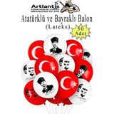 Atatüklü Balon 50 Adet Ata Balon Süsleme 29 Ekim 23 Nisan Kırmızı Beyaz Balon Bayrak Balon Bayram