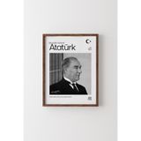 Atatürk - Ahşap Desenli Çerçeve, Ceviz, 23 x 32, 23450000008122