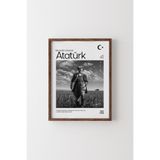 Atatürk - Ahşap Desenli Çerçeve, Ceviz, 23 x 32, 23450000008342