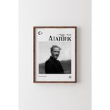 Atatürk - Ahşap Desenli Çerçeve, Ceviz, 32 x 42, 23450000008283