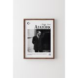 Atatürk - Ahşap Desenli Çerçeve, Ceviz, 35 x 50, 23450000008144