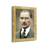 Atatürk Altın Çerçeveli Cam Tablo – Ata311
